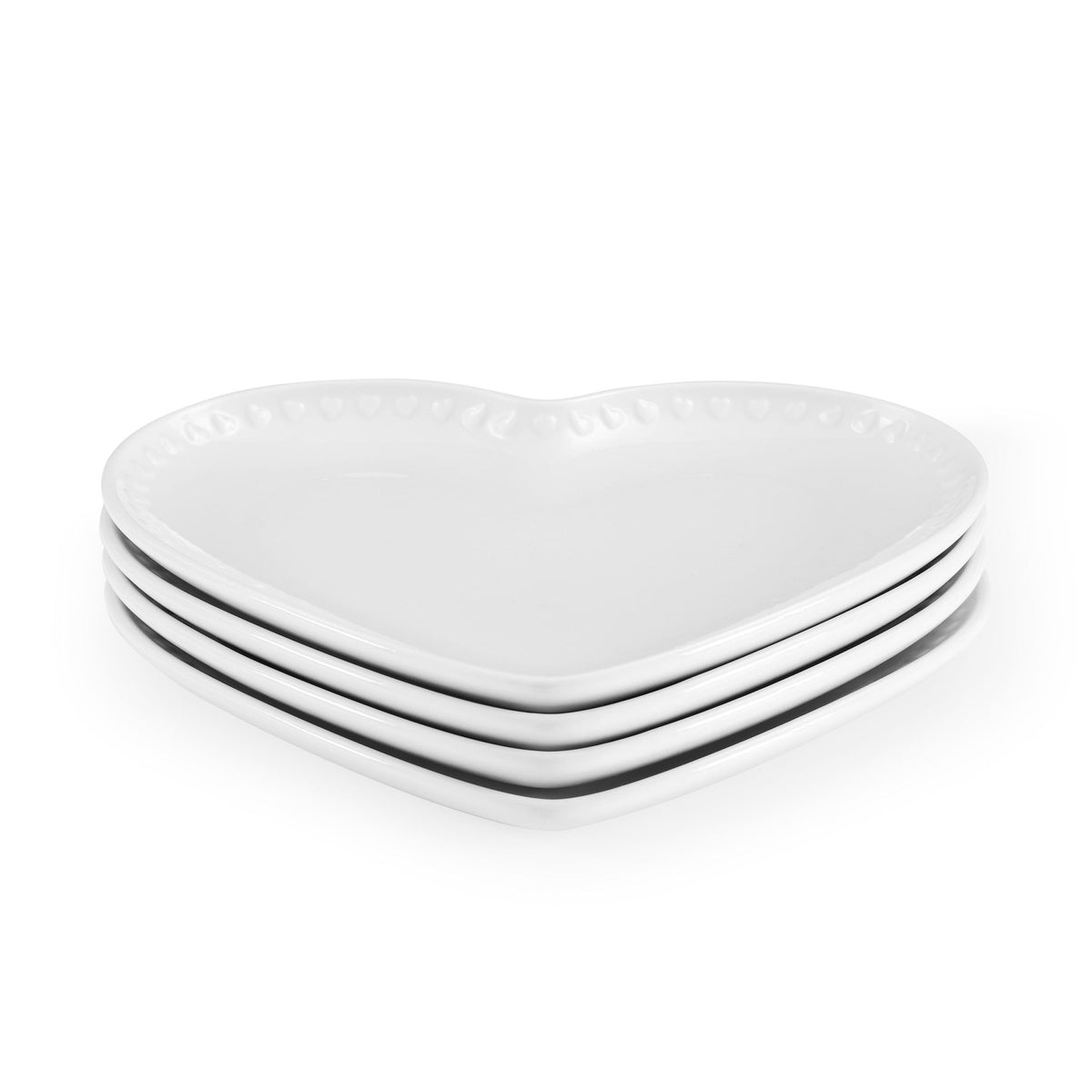 Heart Shaped Set of 4 Side Plates - White - DUSK