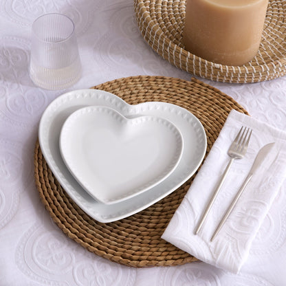 Heart Shaped Set of 4 Side Plates - White - DUSK