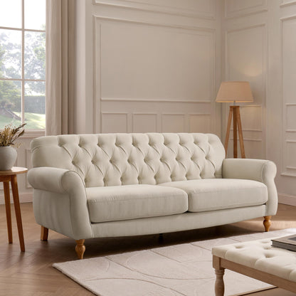 Hebden 3 Seater Sofa - Cream Linen - DUSK