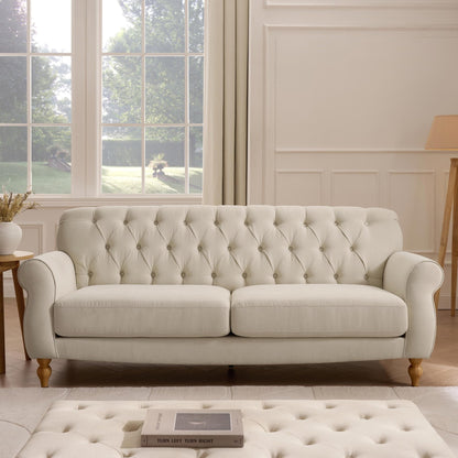 Hebden 3 Seater Sofa - Cream Linen - DUSK