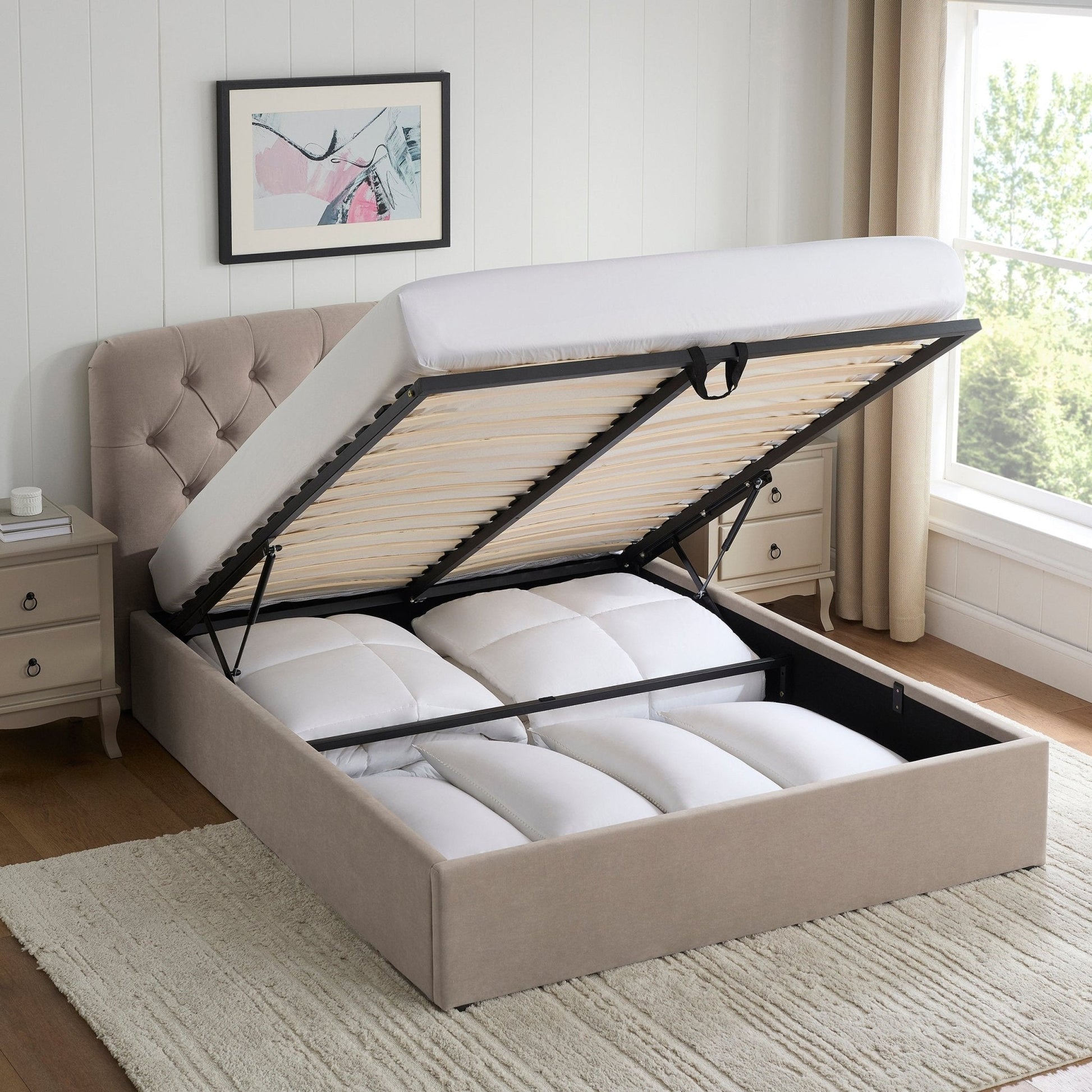 Hebden Ottoman Storage Bed - Sand - DUSK