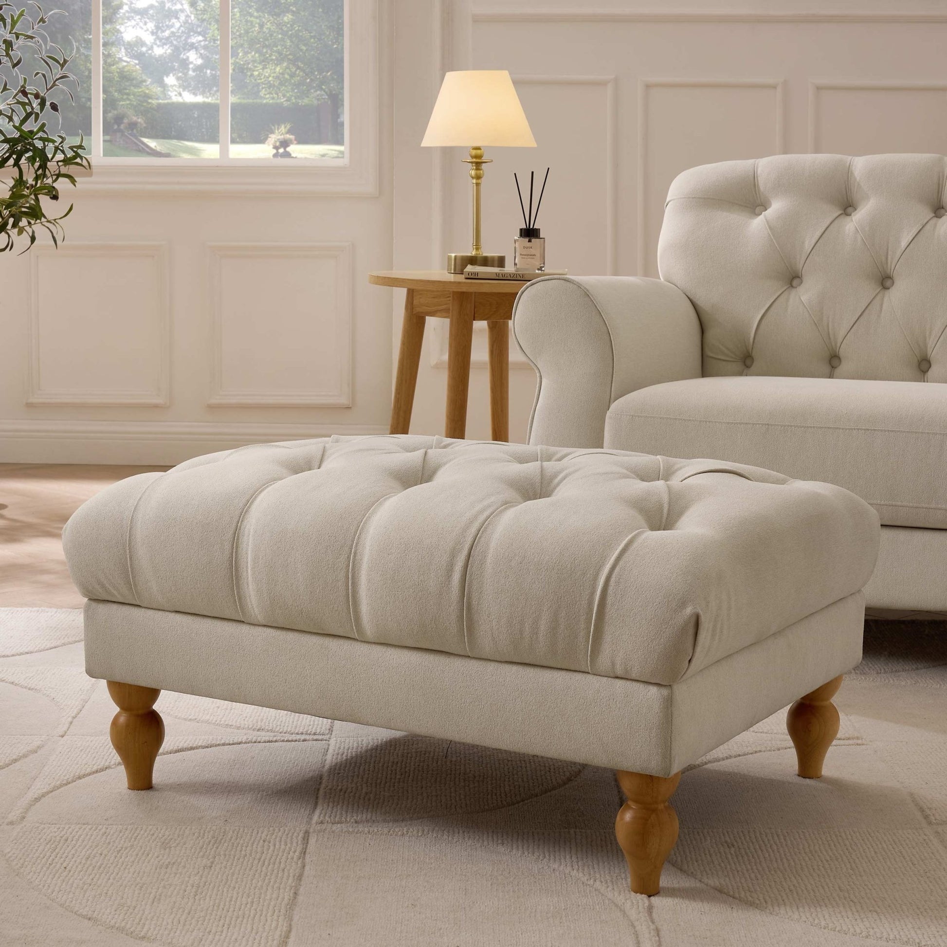 Hebden Pouffe - Cream Linen - DUSK