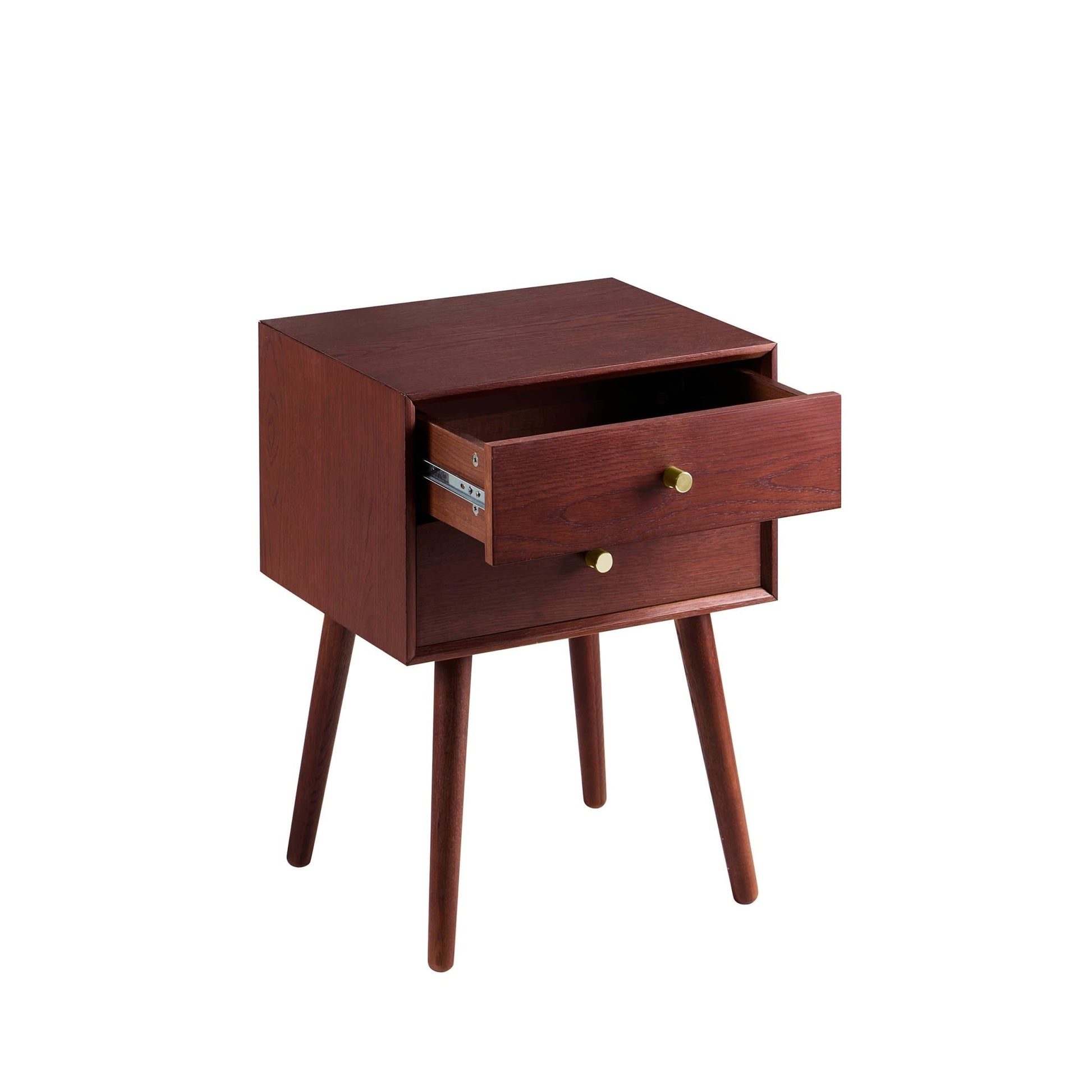 Heidi Oak 2 Drawer Bedside Table - Cherry Wood - DUSK