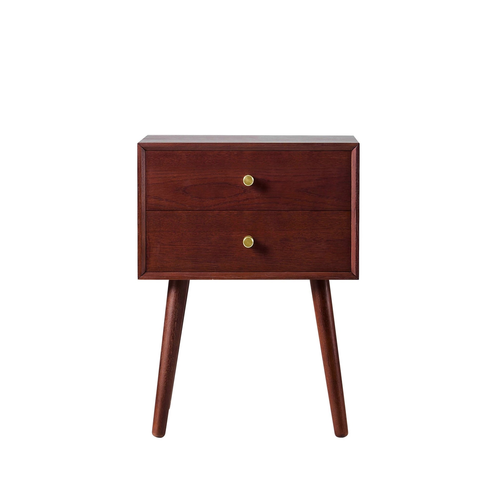 Heidi Oak 2 Drawer Bedside Table - Cherry Wood - DUSK