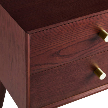 Heidi Oak 2 Drawer Bedside Table - Cherry Wood - DUSK