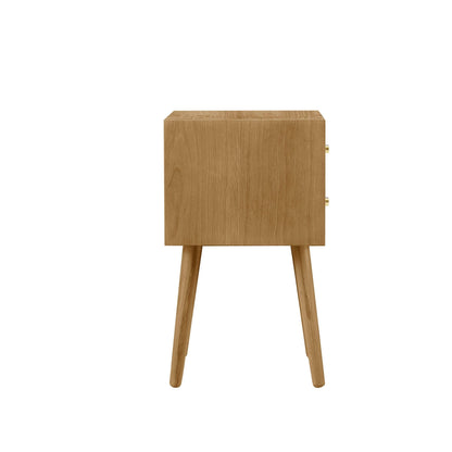 Heidi Oak 2 Drawer Bedside Table - Light Wood - DUSK