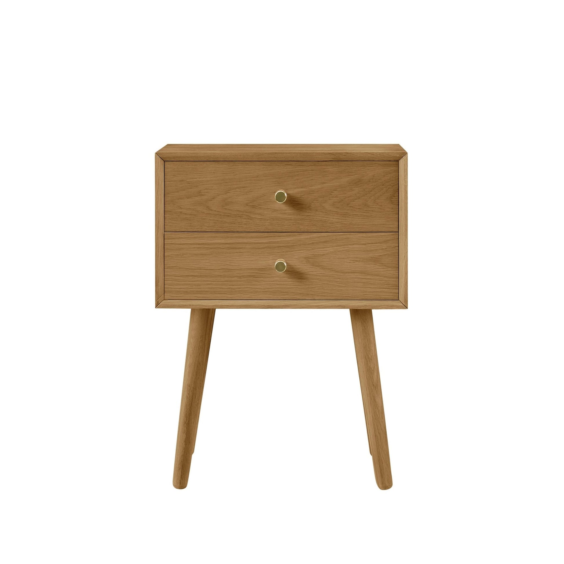 Heidi Oak 2 Drawer Bedside Table - Light Wood - DUSK