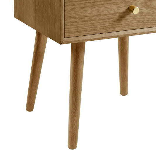 Heidi Oak 2 Drawer Bedside Table - Light Wood - DUSK
