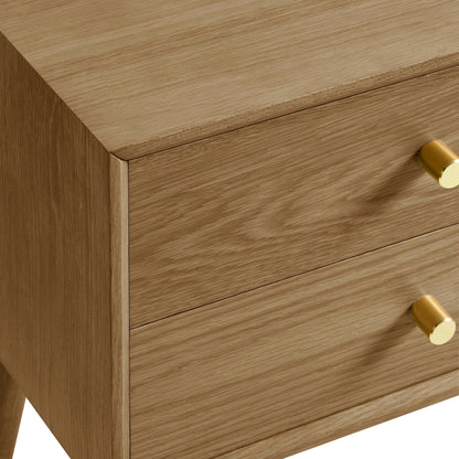 Heidi Oak 2 Drawer Bedside Table - Light Wood - DUSK
