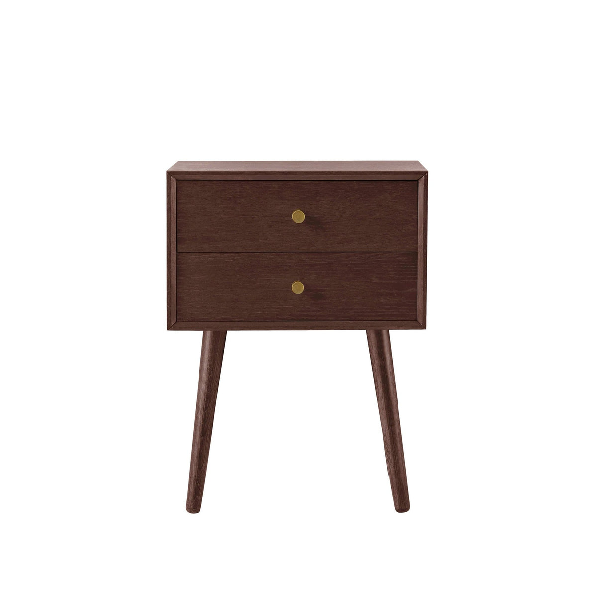 Heidi Oak 2 Drawer Bedside Table - Walnut - DUSK