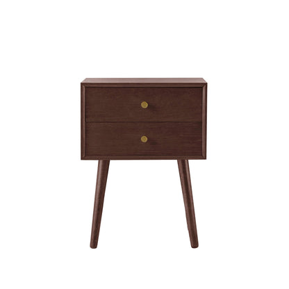 Heidi Oak 2 Drawer Bedside Table - Walnut - DUSK