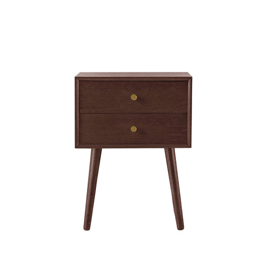 Heidi Oak 2 Drawer Bedside Table - Walnut - DUSK