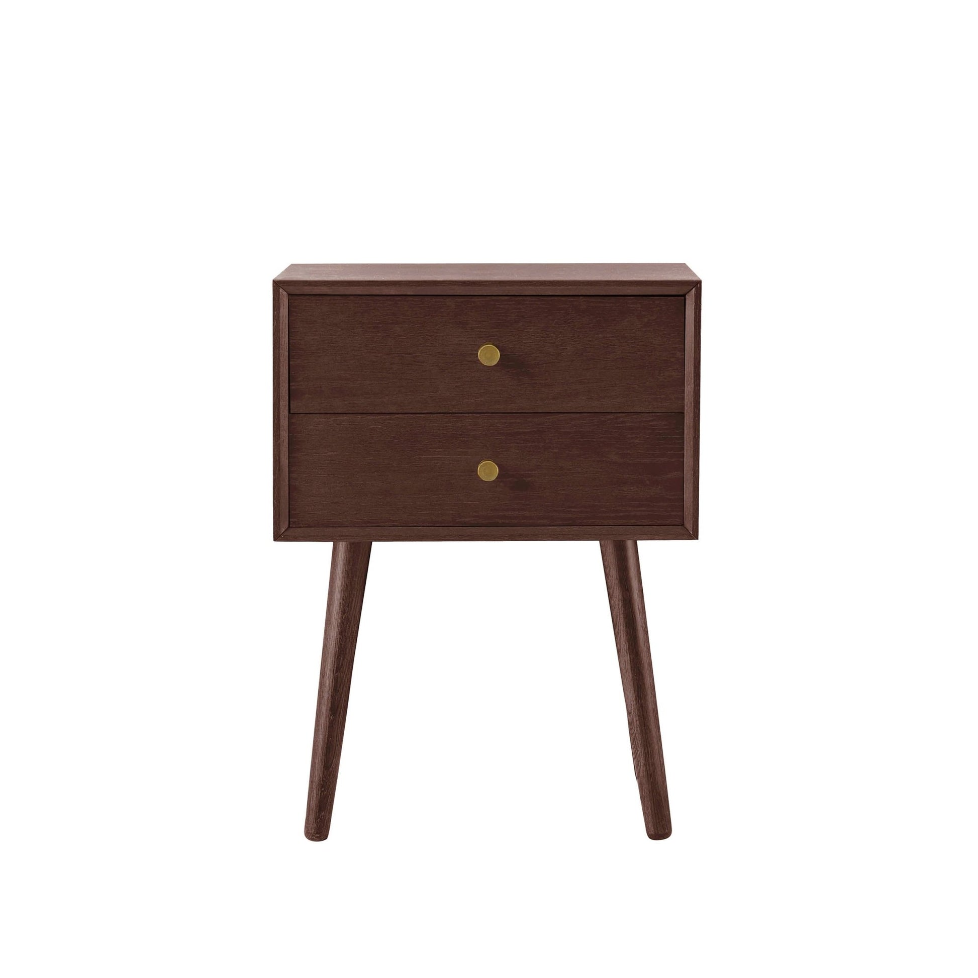 Heidi Oak 2 Drawer Bedside Table - Walnut - DUSK