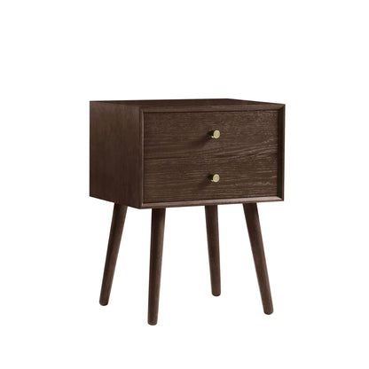 Heidi Oak 2 Drawer Bedside Table - Walnut - DUSK