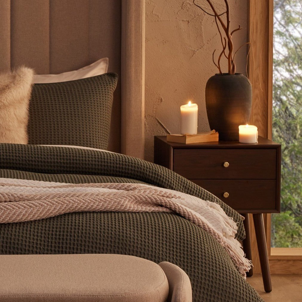 Heidi Oak 2 Drawer Bedside Table - Walnut - DUSK