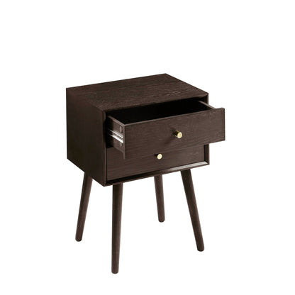 Heidi Oak 2 Drawer Bedside Table - Walnut - DUSK
