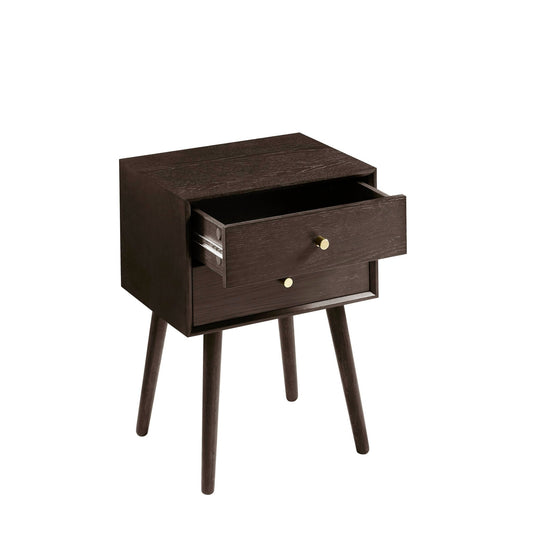 Heidi Oak 2 Drawer Bedside Table - Walnut - DUSK