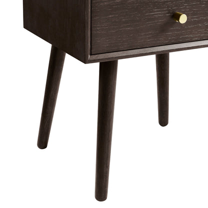 Heidi Oak 2 Drawer Bedside Table - Walnut - DUSK
