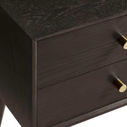 Heidi Oak 2 Drawer Bedside Table - Walnut - DUSK