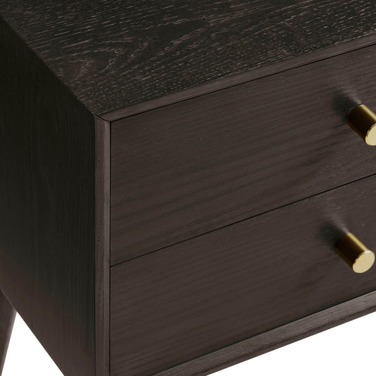 Heidi Oak 2 Drawer Bedside Table - Walnut - DUSK