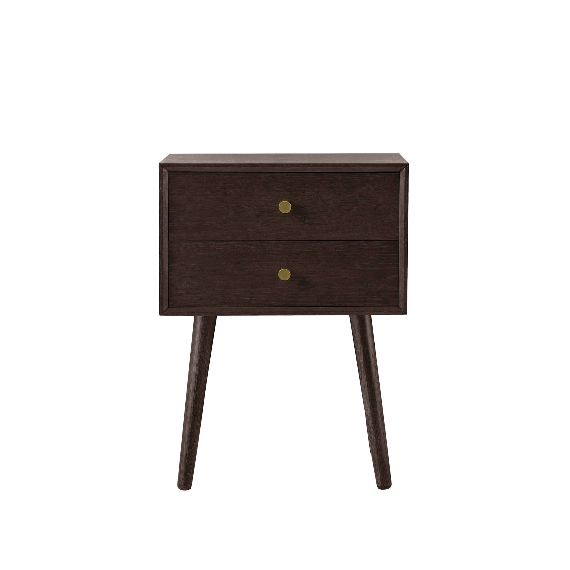 Heidi Oak 2 Drawer Bedside Table - Walnut - DUSK