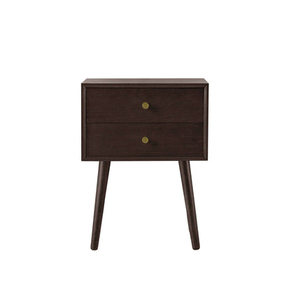 Heidi Oak 2 Drawer Bedside Table - Walnut - DUSK