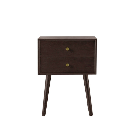 Heidi Oak 2 Drawer Bedside Table - Walnut - DUSK