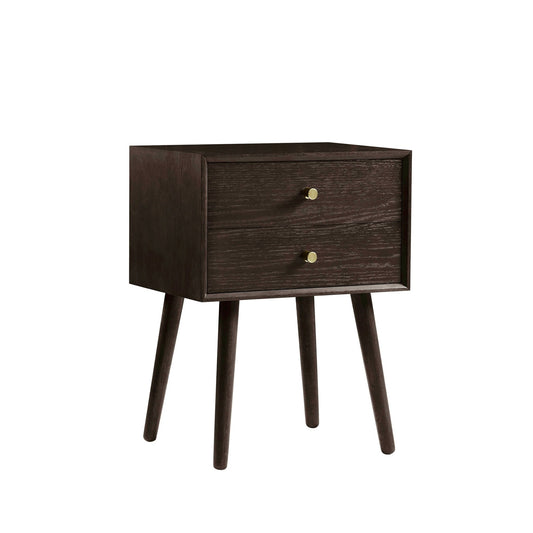 Heidi Oak 2 Drawer Bedside Table - Walnut - DUSK