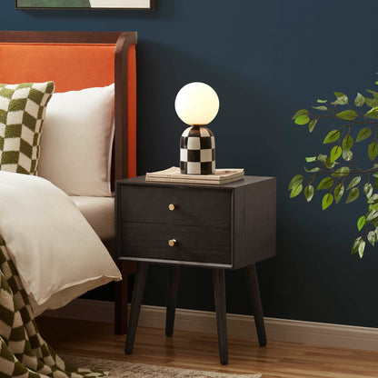 Heidi Oak 2 Drawer Bedside Table - Walnut - DUSK