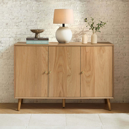 Heidi Oak 3 Door Sideboard - Light Wood - DUSK