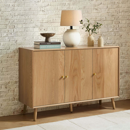 Heidi Oak 3 Door Sideboard - Light Wood - DUSK