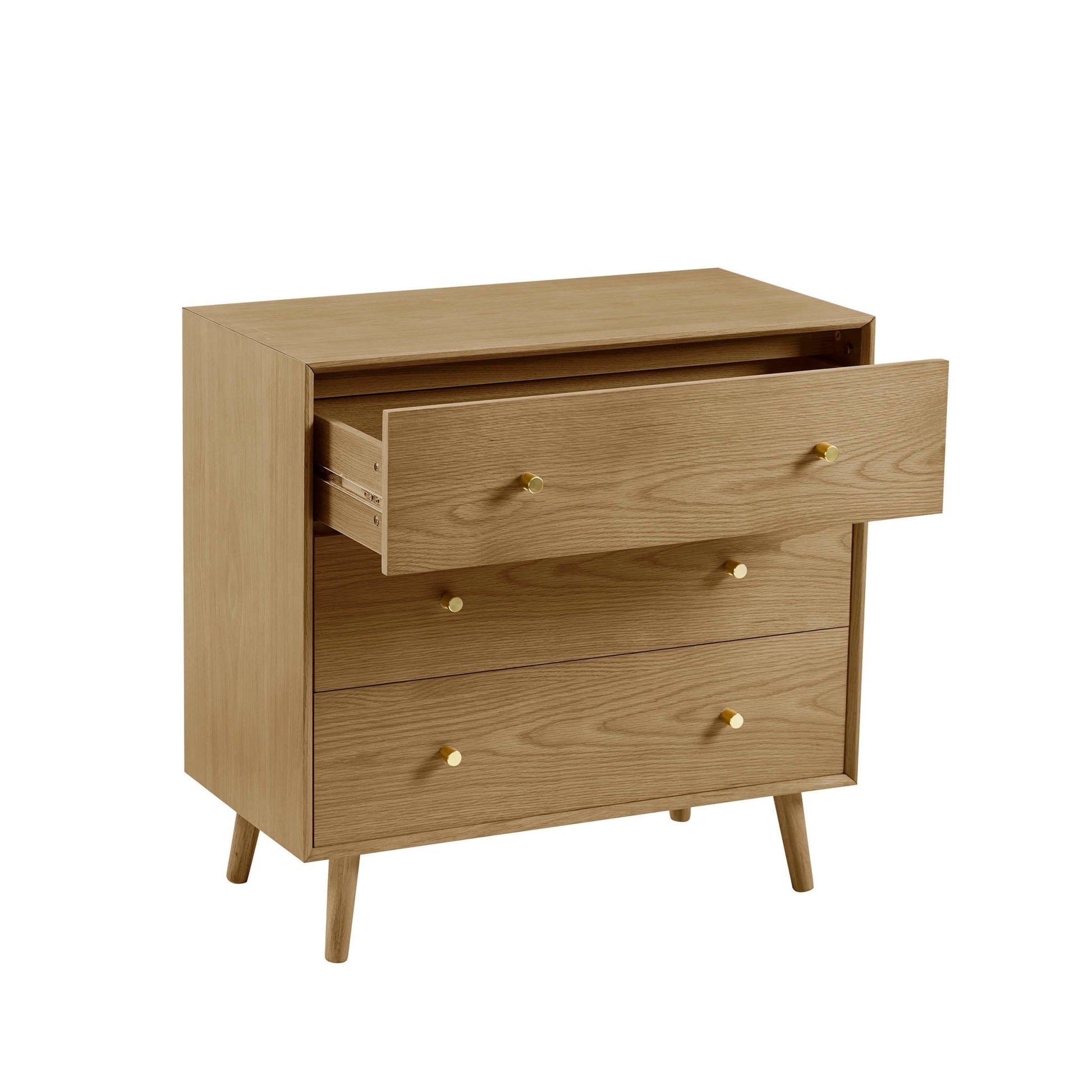 Heidi Oak 3 Drawer Chest - Light Wood - DUSK