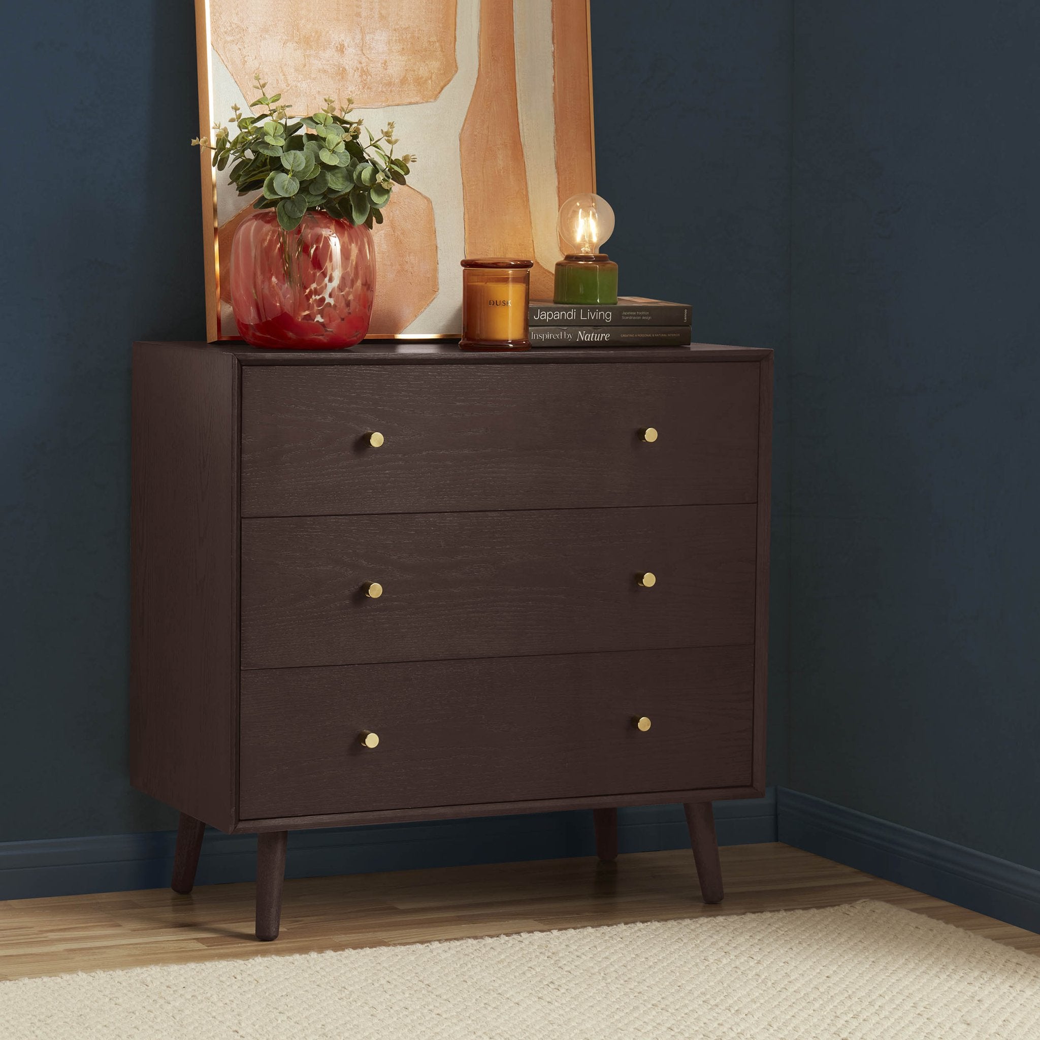 Heidi Oak 3 Drawer Chest - Walnut - DUSK