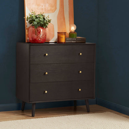 Heidi Oak 3 Drawer Chest - Walnut - DUSK
