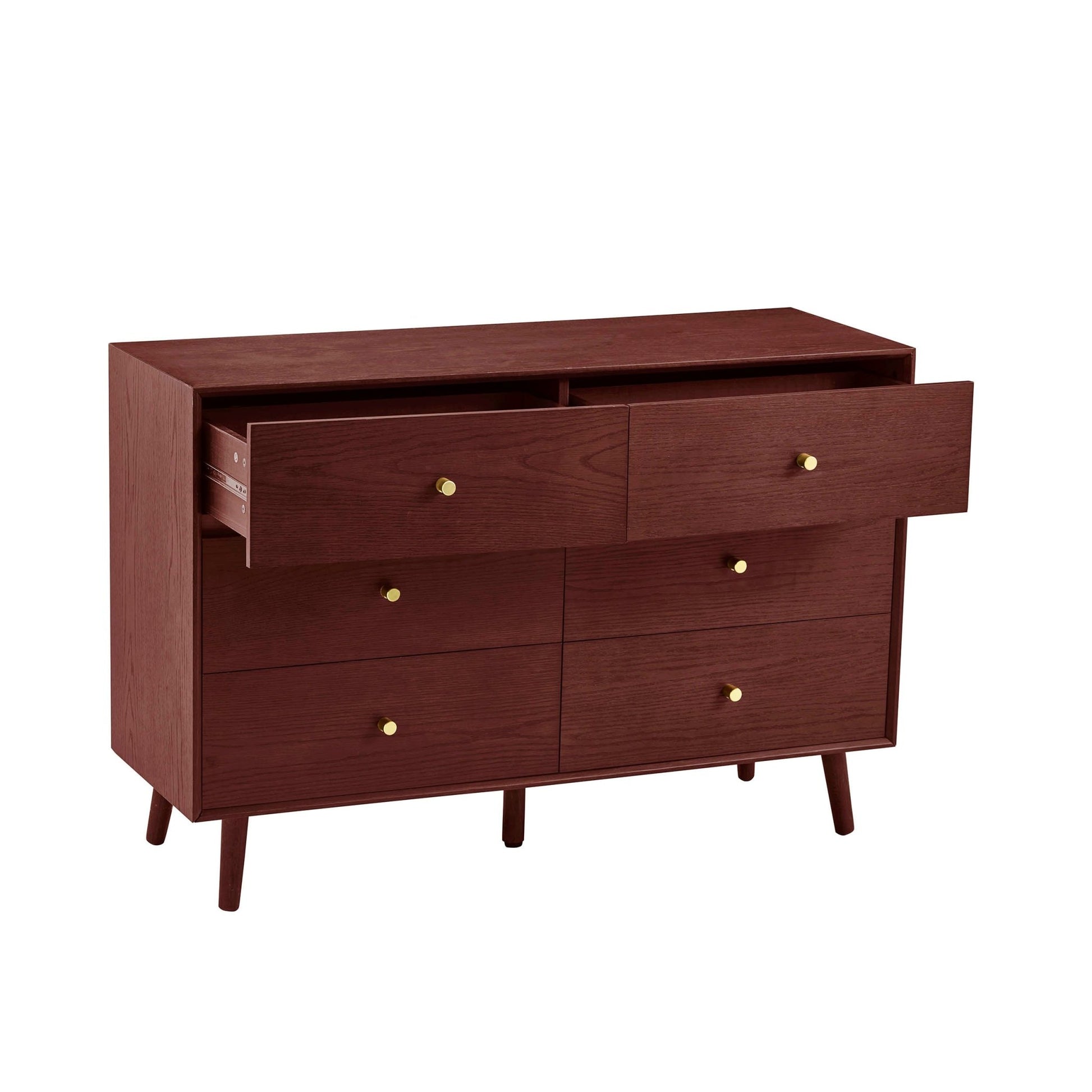 Heidi Oak 6 Drawer Chest - Cherry Wood - DUSK