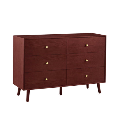 Heidi Oak 6 Drawer Chest - Cherry Wood - DUSK