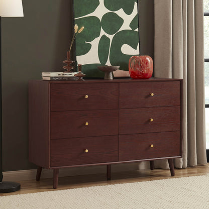 Heidi Oak 6 Drawer Chest - Cherry Wood - DUSK