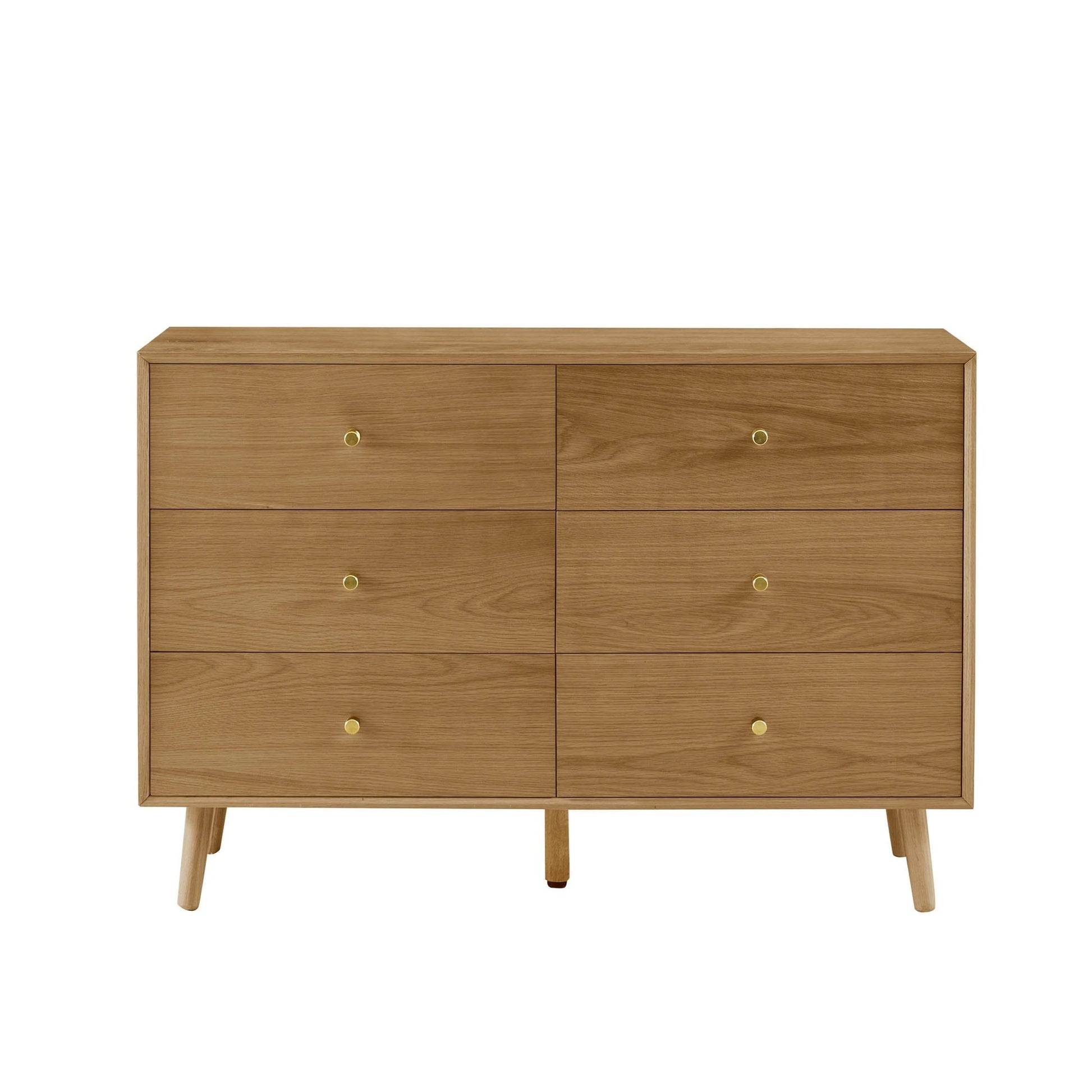 Heidi Oak 6 Drawer Chest - Light Wood - DUSK
