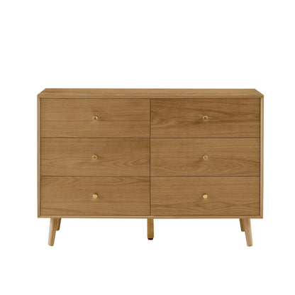 Heidi Oak 6 Drawer Chest - Light Wood - DUSK
