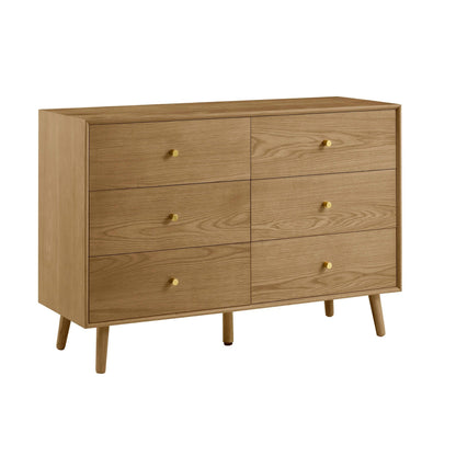Heidi Oak 6 Drawer Chest - Light Wood - DUSK
