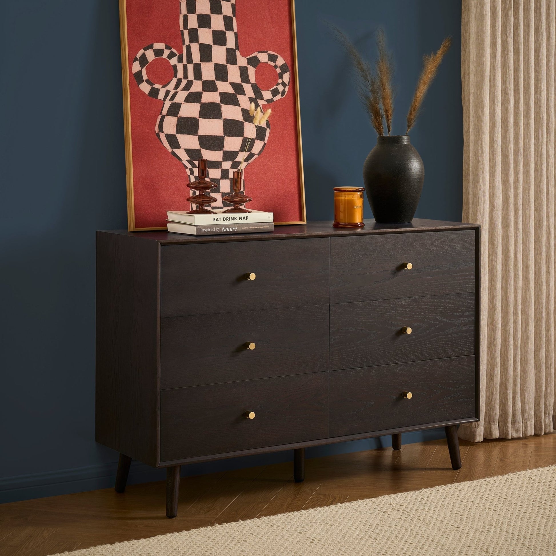 Heidi Oak 6 Drawer Chest - Walnut - DUSK