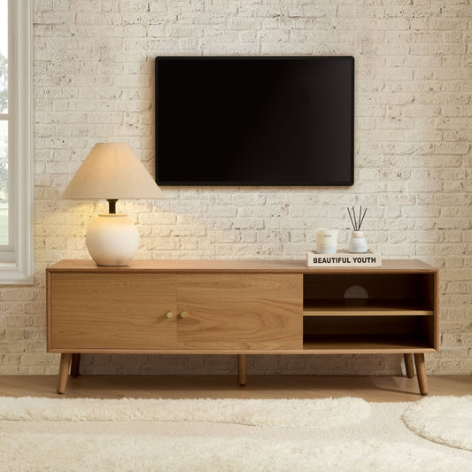 Heidi Oak Tv Unit for TVs up to 60" - Light Wood - DUSK