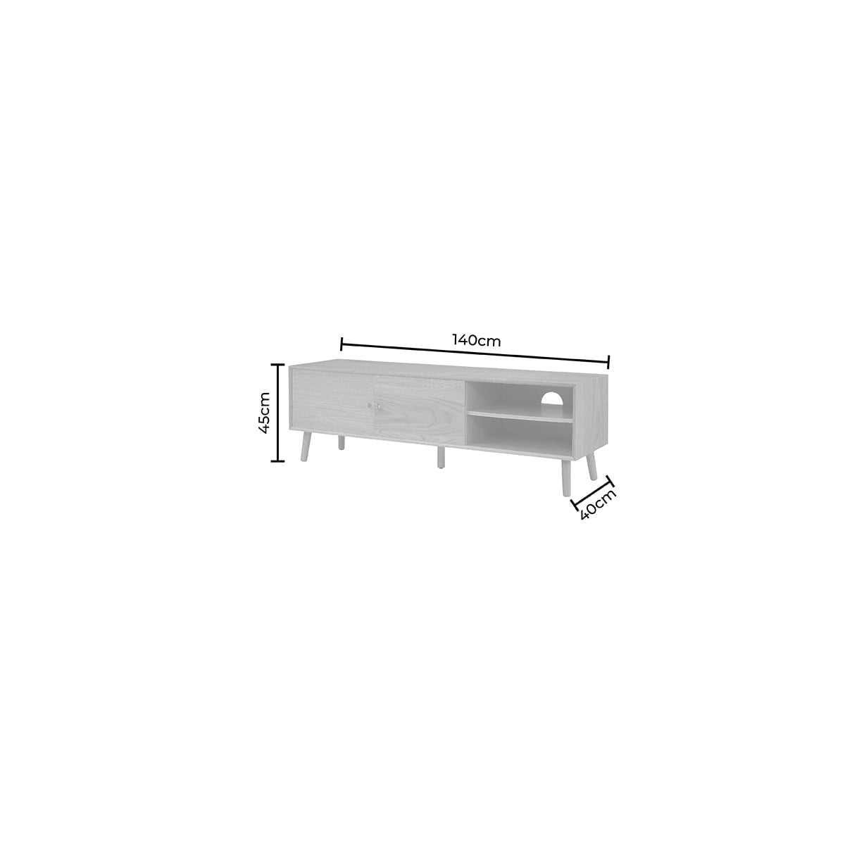 Heidi Oak TV Unit for TVs up to 60" - Walnut - DUSK