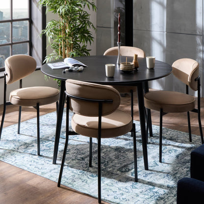 Heidi Solid Oak 4-6 Seater Round Dining Table - Black - DUSK
