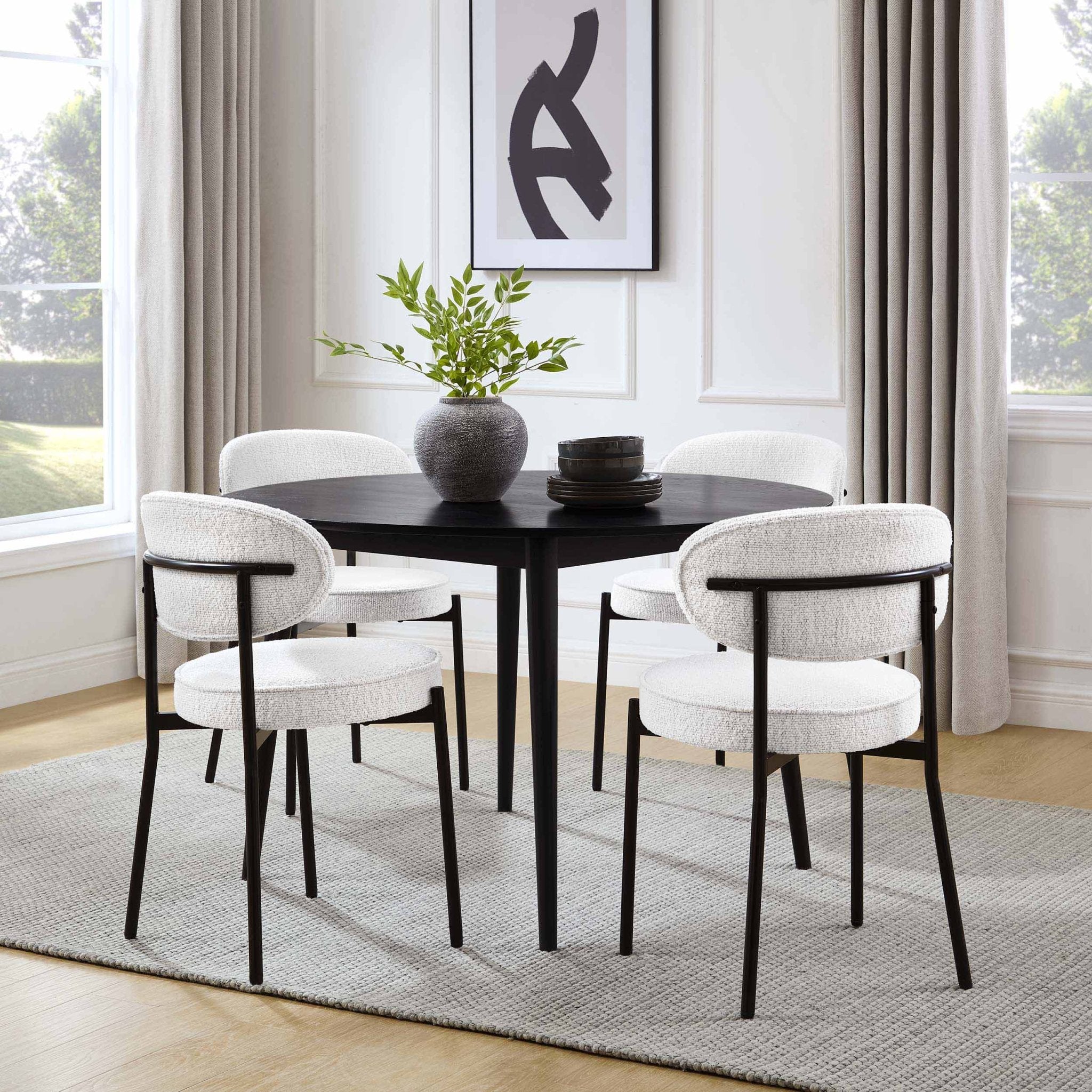 Heidi Solid Oak 4 - 6 Seater Round Dining Table - Black - DUSK