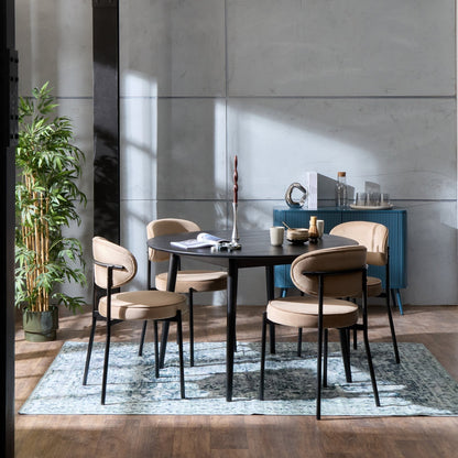 Heidi Solid Oak 4-6 Seater Round Dining Table - Black - DUSK