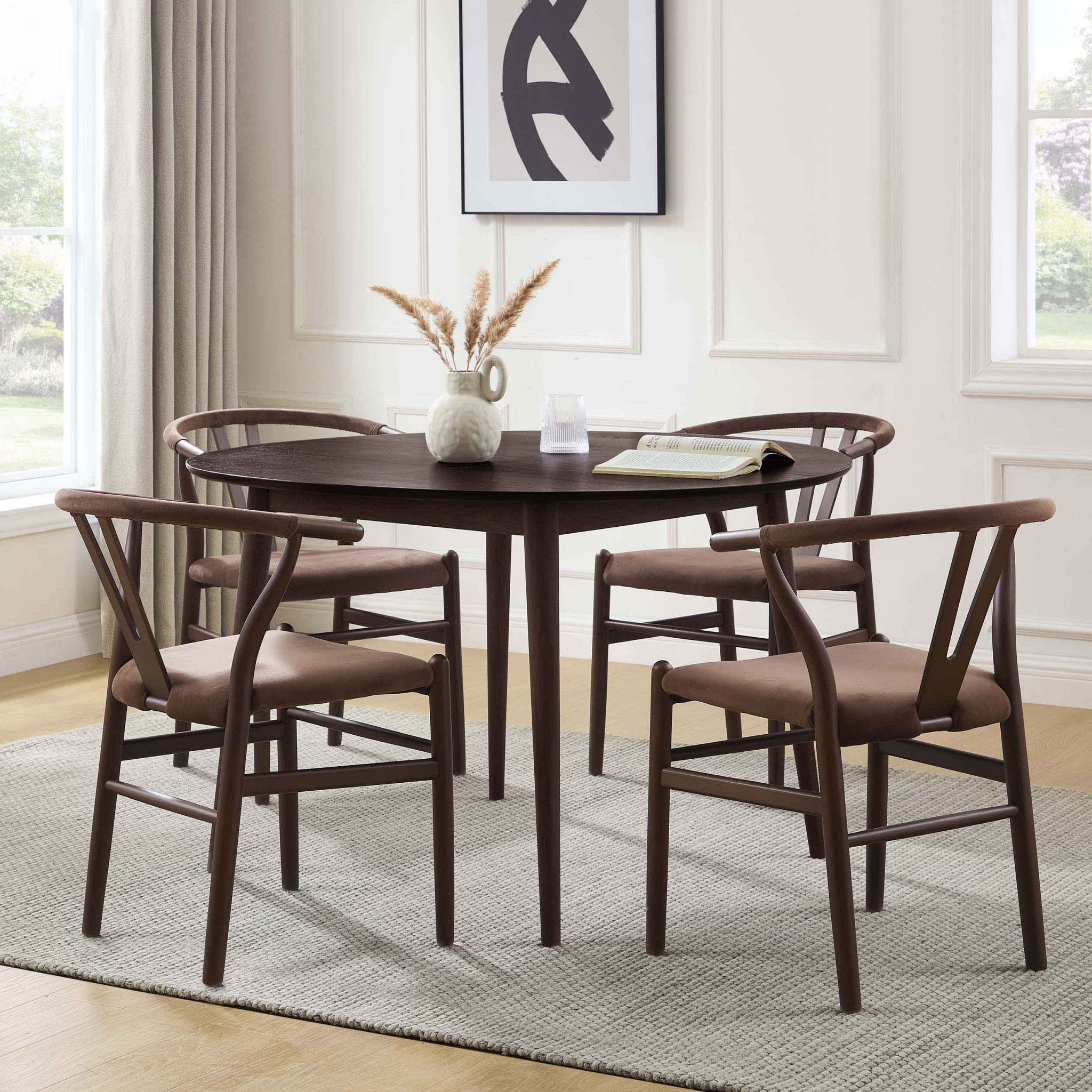 Heidi Solid Oak 4 - 6 Seater Round Dining Table - Walnut - DUSK