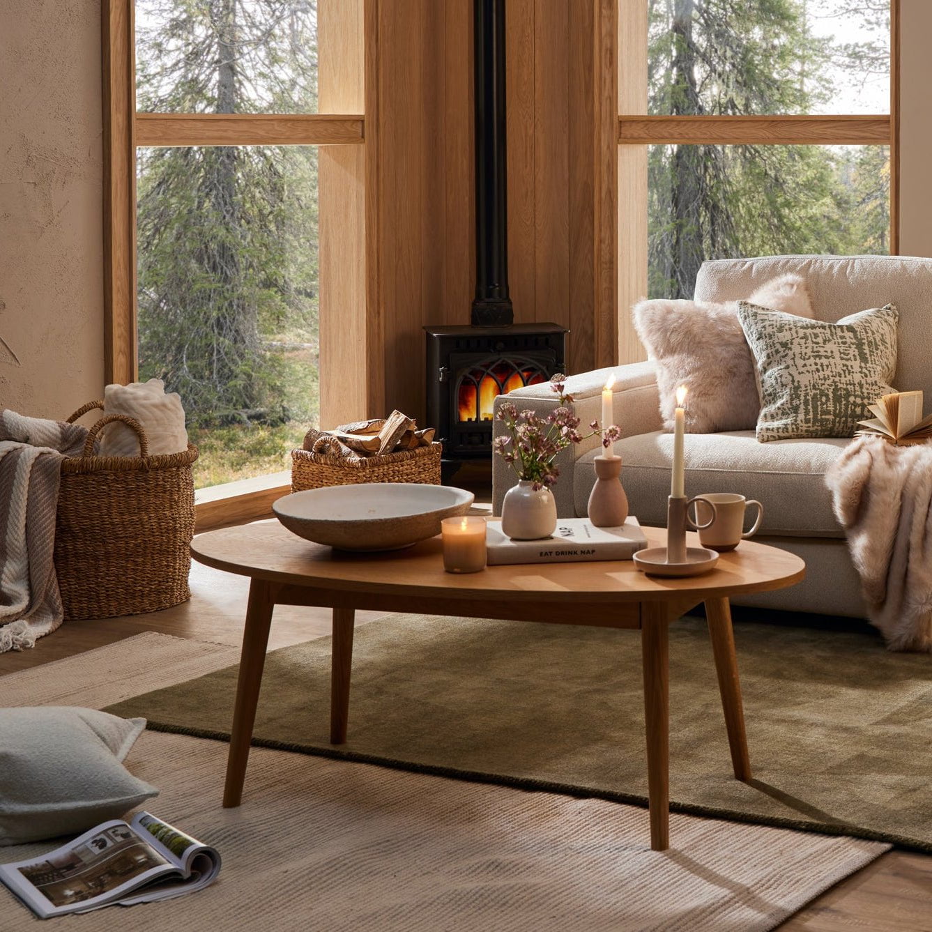 Heidi Solid Oak Oval Coffee Table - Light Wood - DUSK