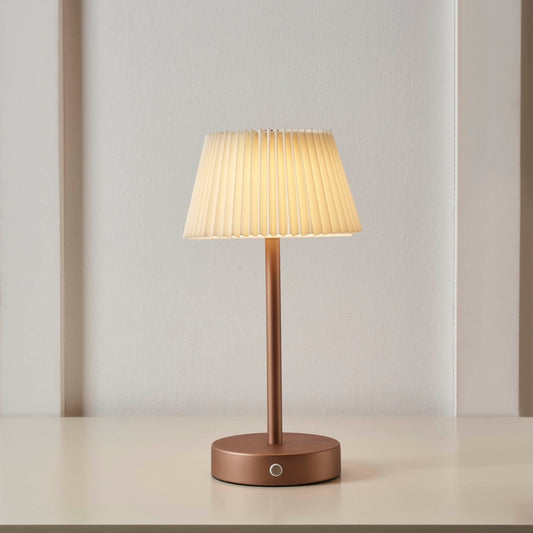 Helena Pleated LED Rechargeable Wireless Lamp - Ivory - DUSK