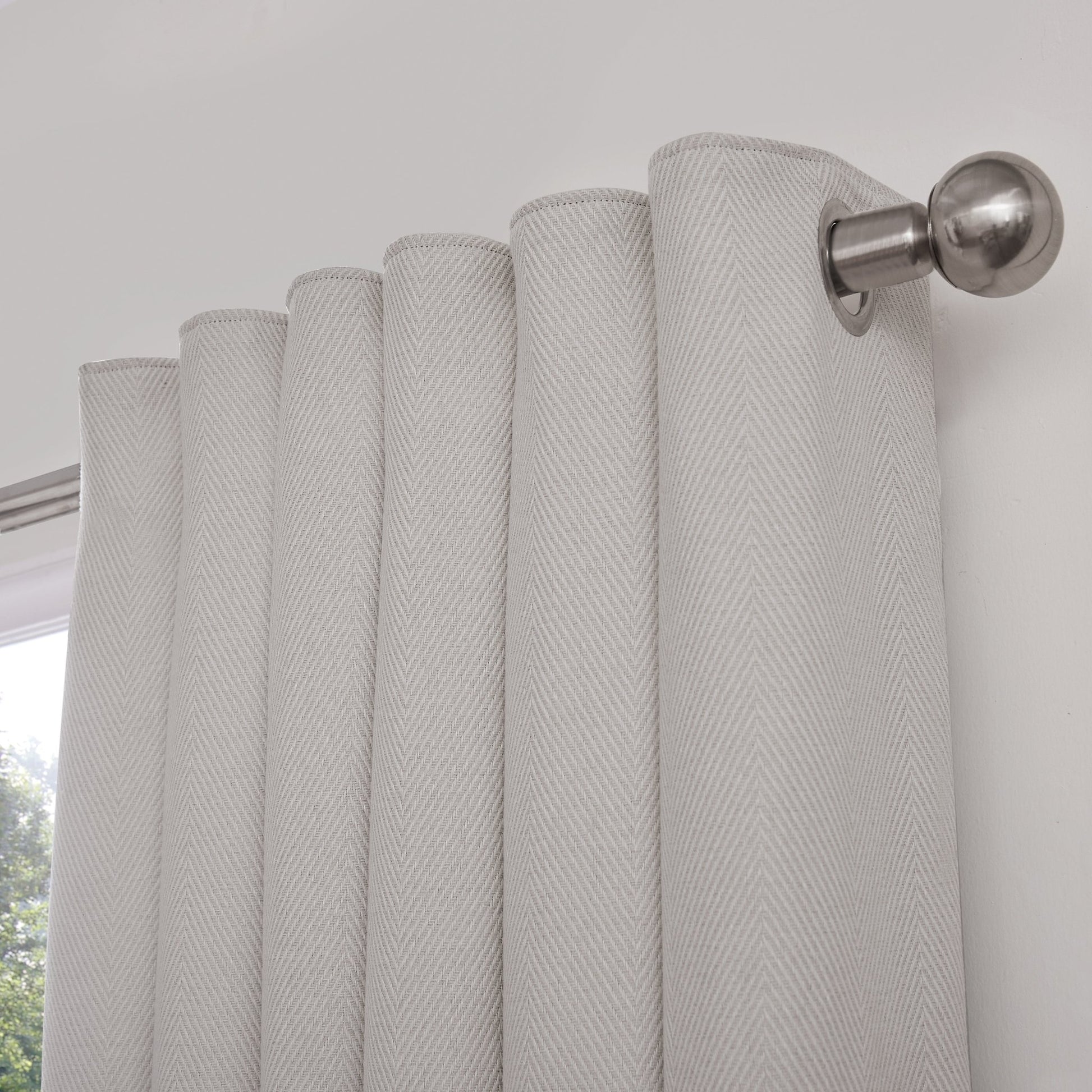 Herringbone Eyelet Curtains - Light Grey - DUSK